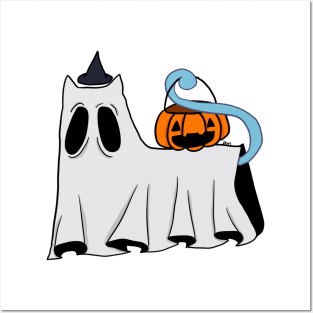 Trick-Or-Treat Ghost Cat Posters and Art